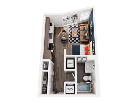 Floor plan for studio, 1 bath, 465 sqft